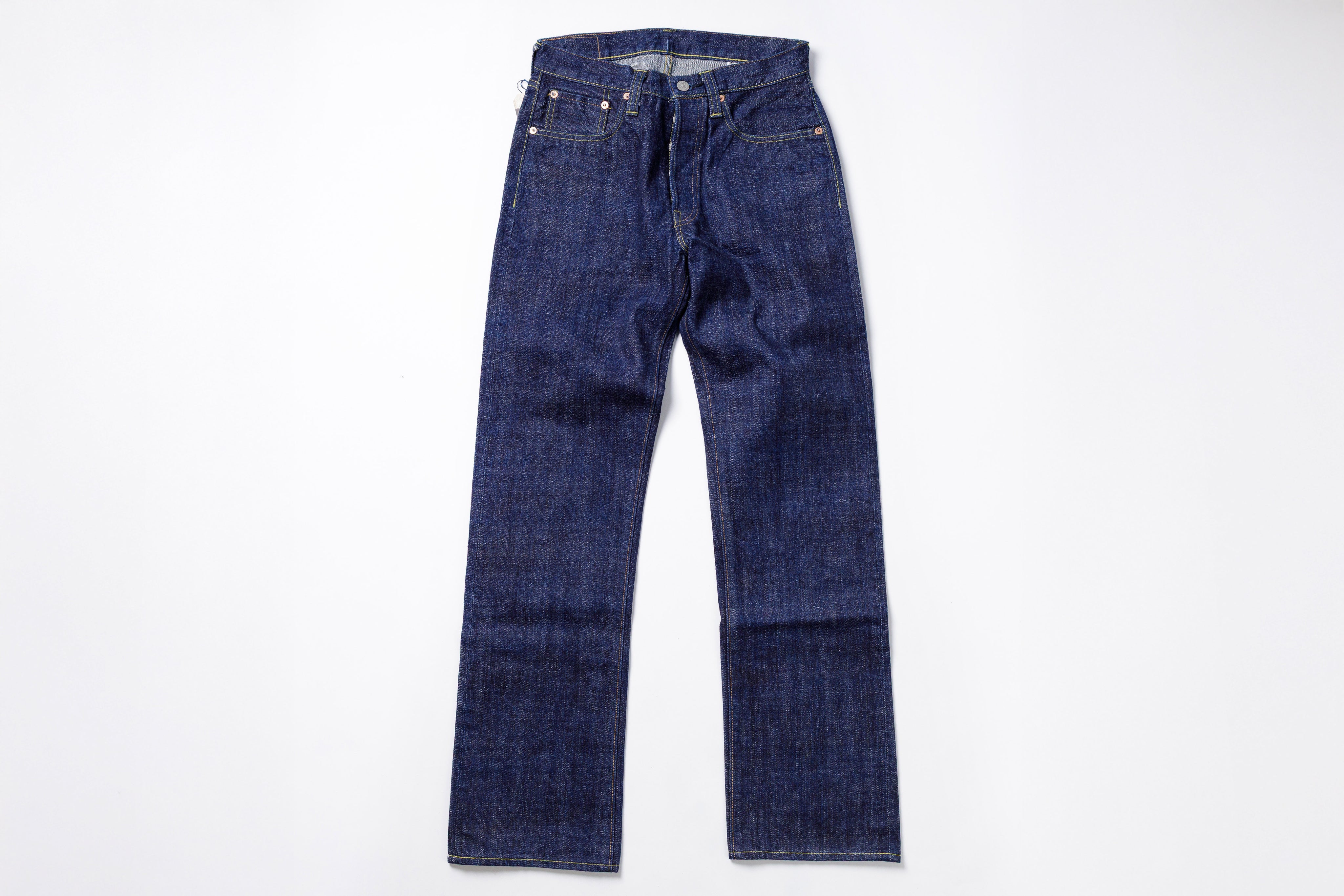 Pair of blue jeans on a white background