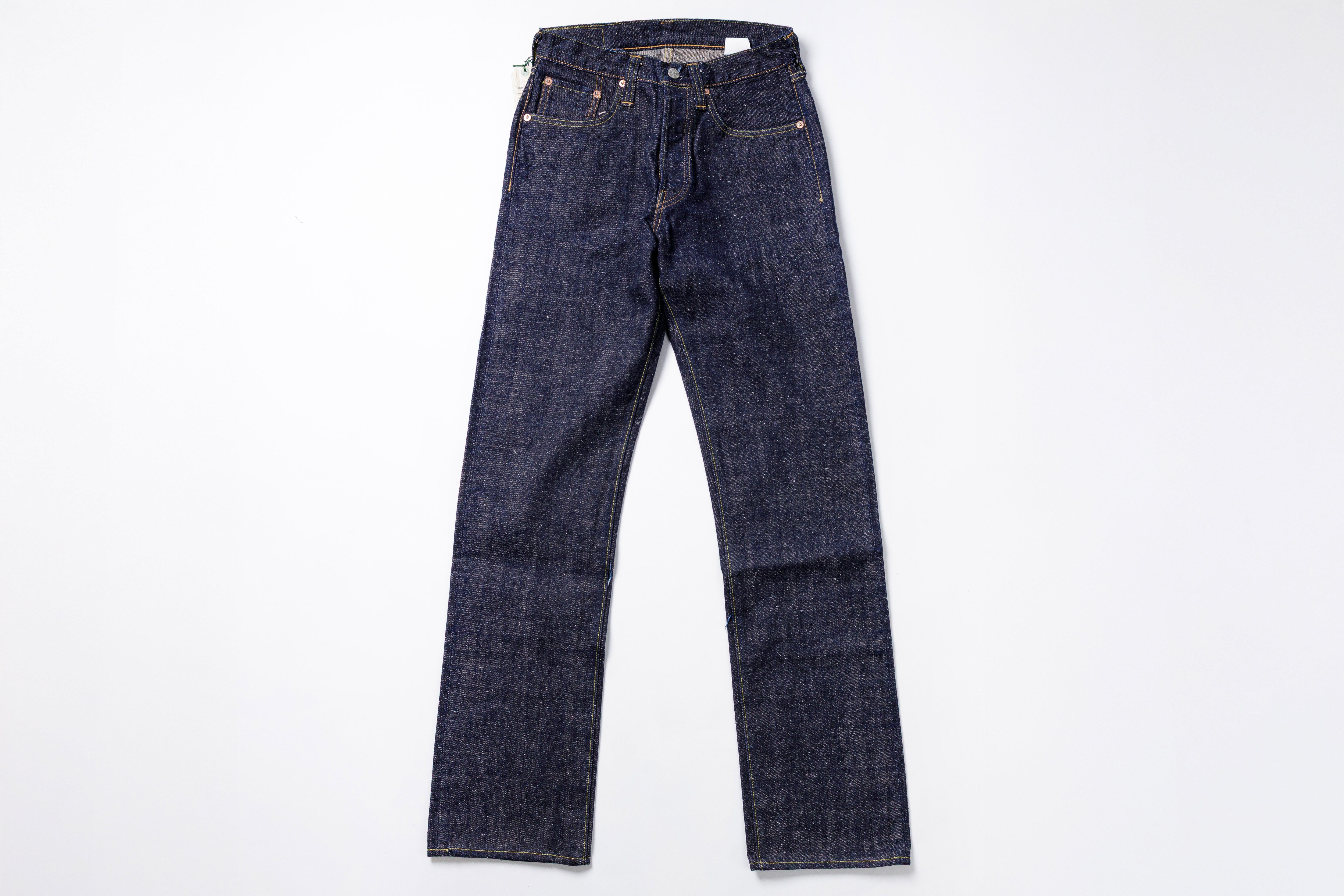 Pair of blue jeans on a white background