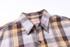 Checked collar of a flannel shirt on a white background