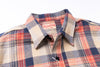 Collar of a flannel shirt on a white background