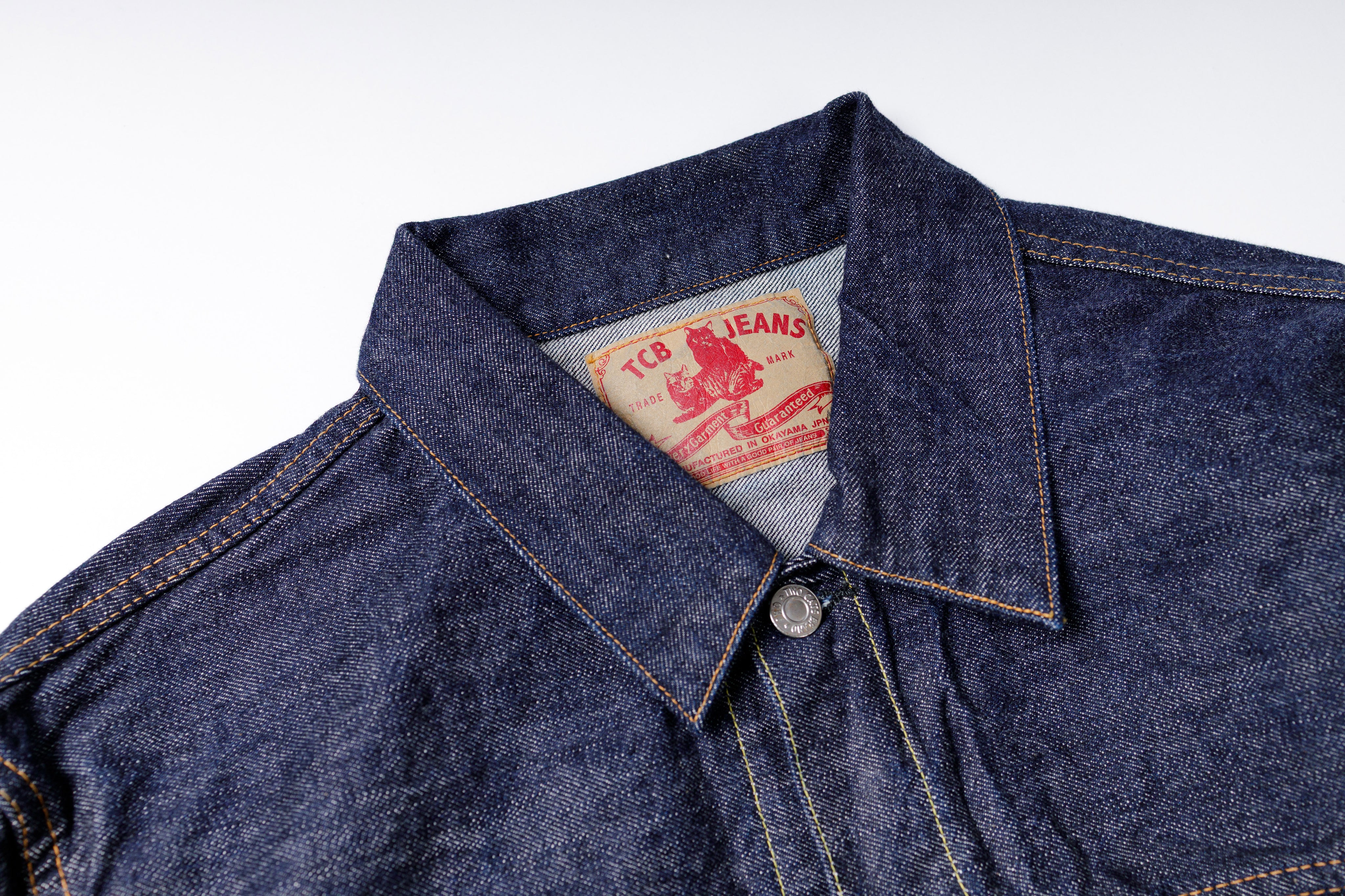TCB - 50's Jacket Dark Indigo Type Two Denim Jacket Collar View