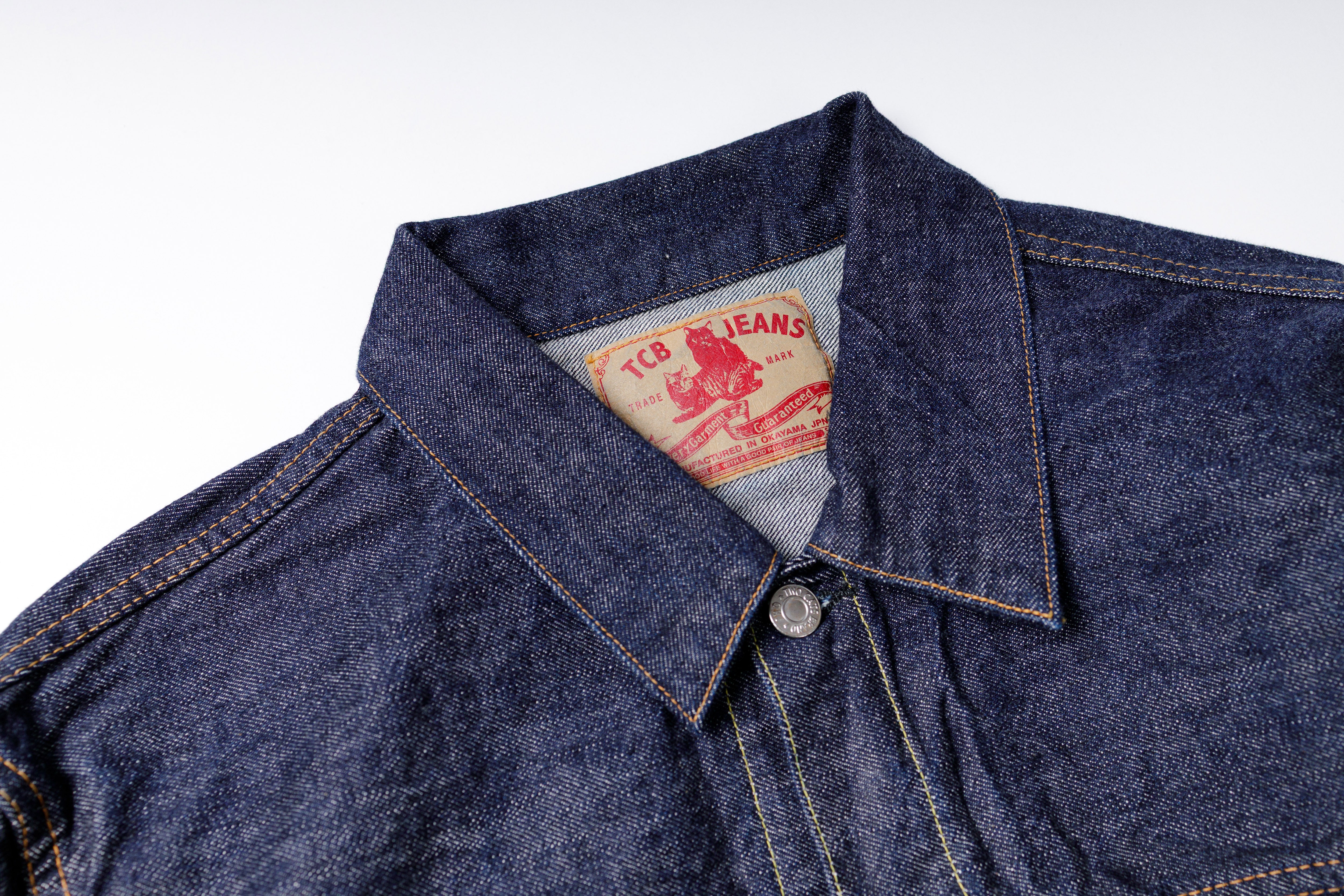 TCB - 50's Jacket Dark Indigo Type Two Denim Jacket Collar View