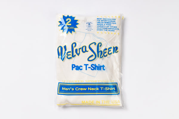 Packaged Velva Sheen men's crew neck t-shirt on a white background