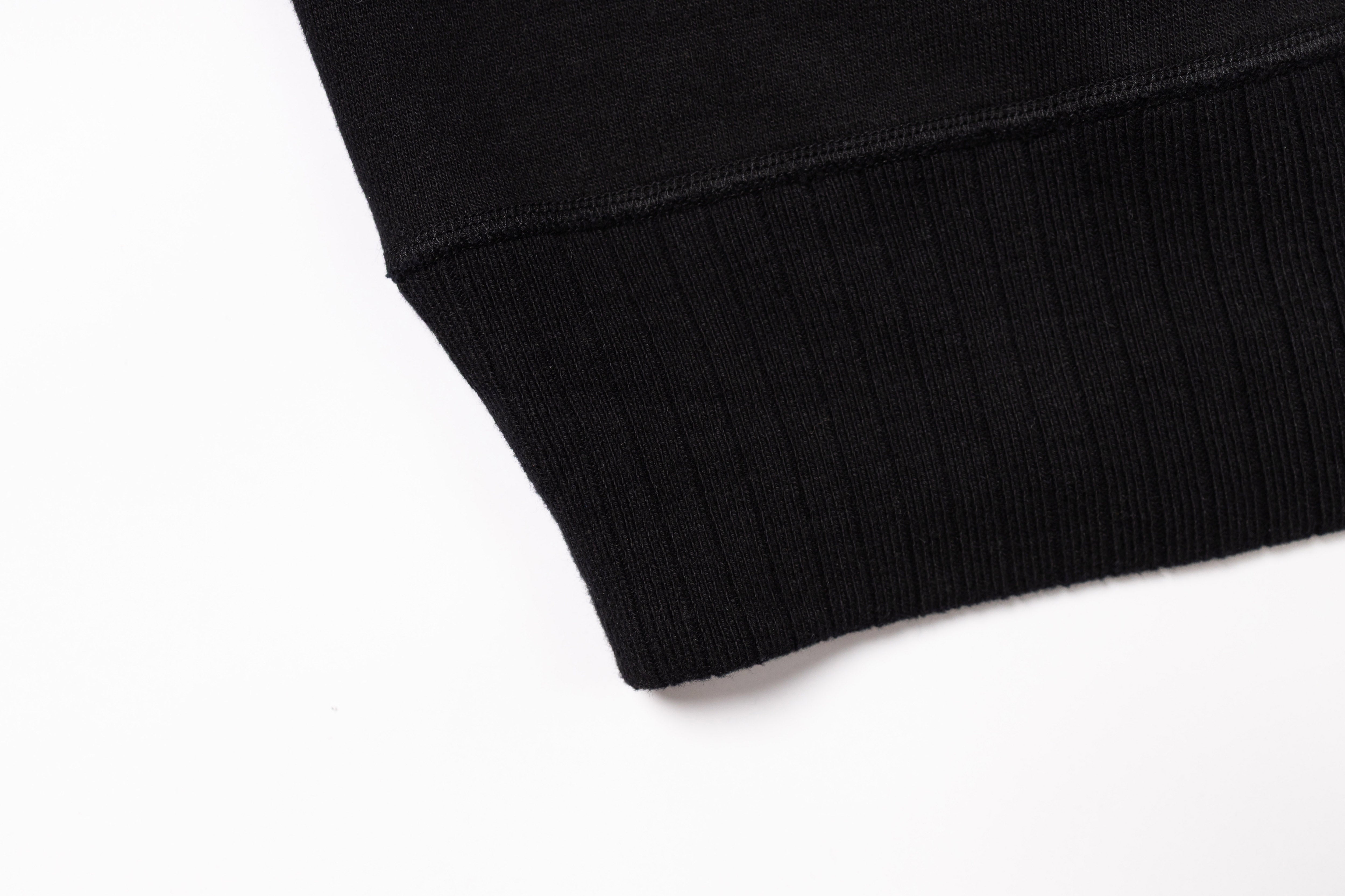 Close-up of a black sweater on a white background